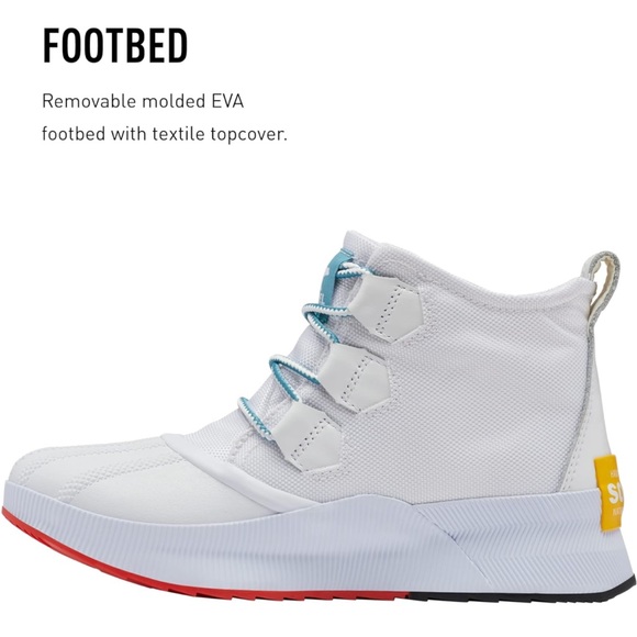 NWT Sorel Women's Out 'N About III Classic Waterproof Boot - White, Cyber Yellow - Picture 5 of 13